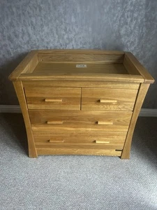Mamas And Papas Solid Oak Chest of Drawers, Baby Change Table – Ocean Range - Picture 1 of 5