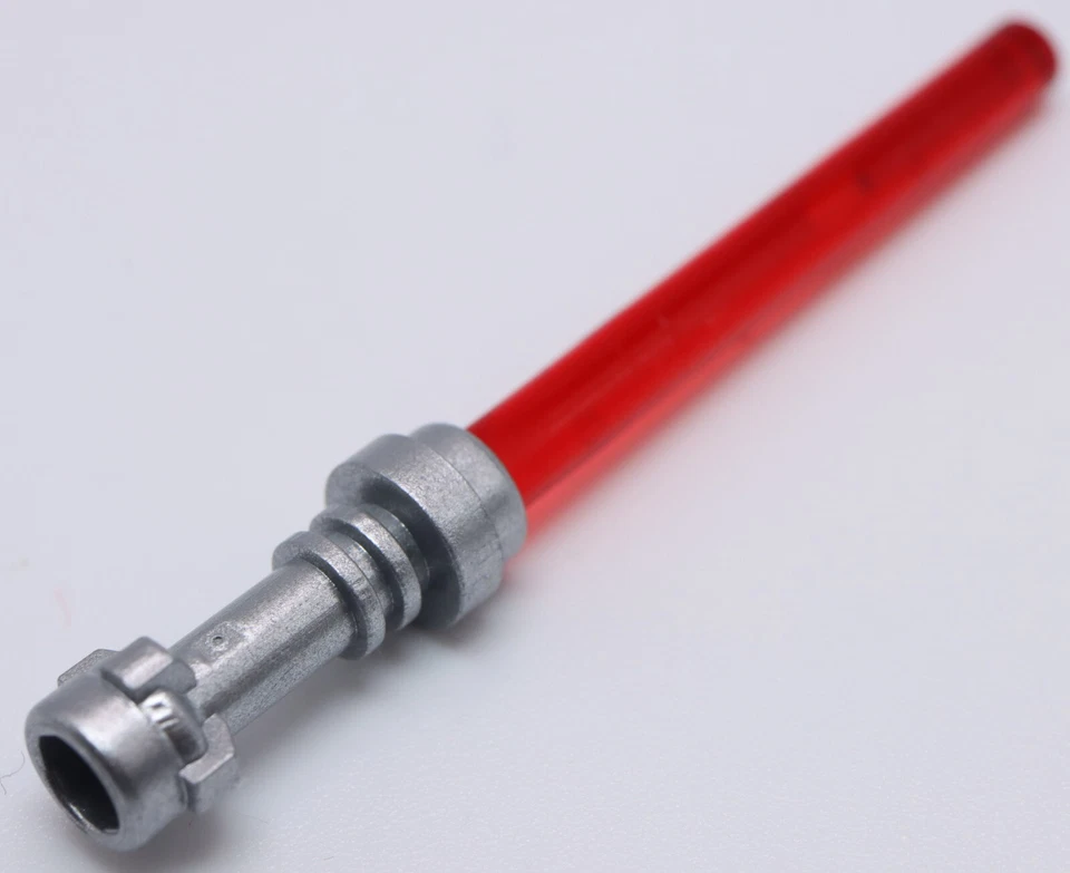Lego 5x Metallic Silver Light Saber with Trans Red Bar Minifig Weapon - Image 1 of 1