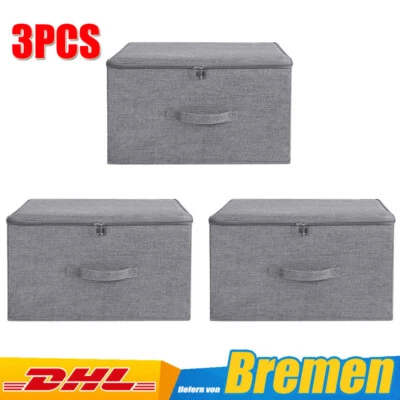 NEU Aufbewahrungsbox mit Deckel 3er Set, faltbare Oxford-Stoffbox mit 3 Griffen - Bild 1 von 4