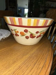 MSRF Inc Large Ceramic Mixing Bowl W/ Flowers 11.5” Round 6.5” Deep - Picture 1 of 4