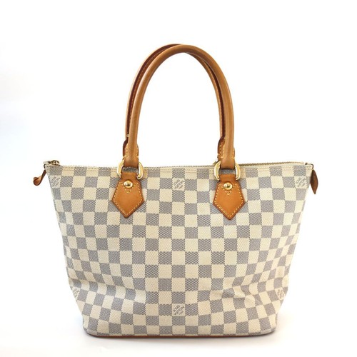 LOUIS VUITTON（LV） Borsa a mano Louis Vuitton Saleya PM bianca in tela damier azzurra
