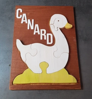 Jeux en bois fait main en France - Puzzles animaux - Canard - Photo 1/2