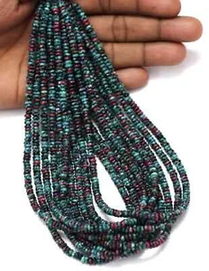 Beautiful Chrysocolla color Quartz smooth rondelle shape Beads, 4-5mm blue green - Picture 1 of 9