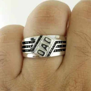 1Ct Round Cut Real Moissanite Men's DAD Gift Ring 14K White Gold Plated - Picture 1 of 9