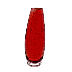 Jarrón raro de colección rojo rubí soplado a mano con estuche de vidrio decoración base transparente 6,75" T MCM - Imagen 1 de 4