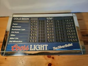 1991 COORS LIGHT Preistafel Schild 32" x 19" Bar Pub Display NICHT BELEUCHTET - Bild 1 von 12