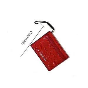 Calvin Klein Red Patent Leather Monogram Cardholder Wallet - Picture 1 of 2