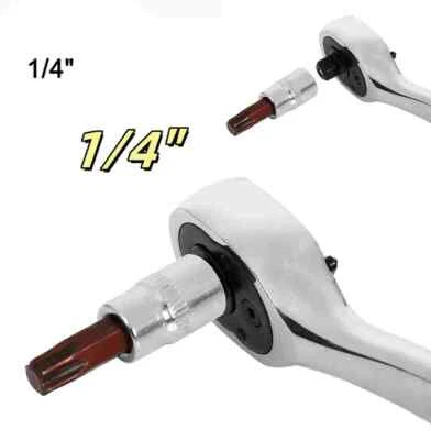 TORX,PH,PZ,Hex，Flat Head Drive Ratchet Wrench Screwdriver Socket Bit Set  1/4" - Image 1 of 4