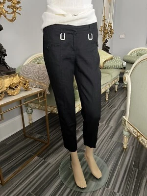 Auténtico. Blumarine Pantalón Negro Embellecido Mezcla Rayón, Talla 38(6), Excelente Foto 1 de 4