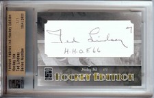 Ted Lindsay 2010 Famous Fabrics Hockey Ink Cut Autograph Red Wings 1/1