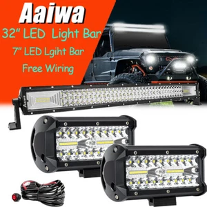 Combo de barra de luz LED de 32 pulgadas 3408 W punto inundación todoterreno y luces LED de 7" + cableado - Imagen 1 de 12