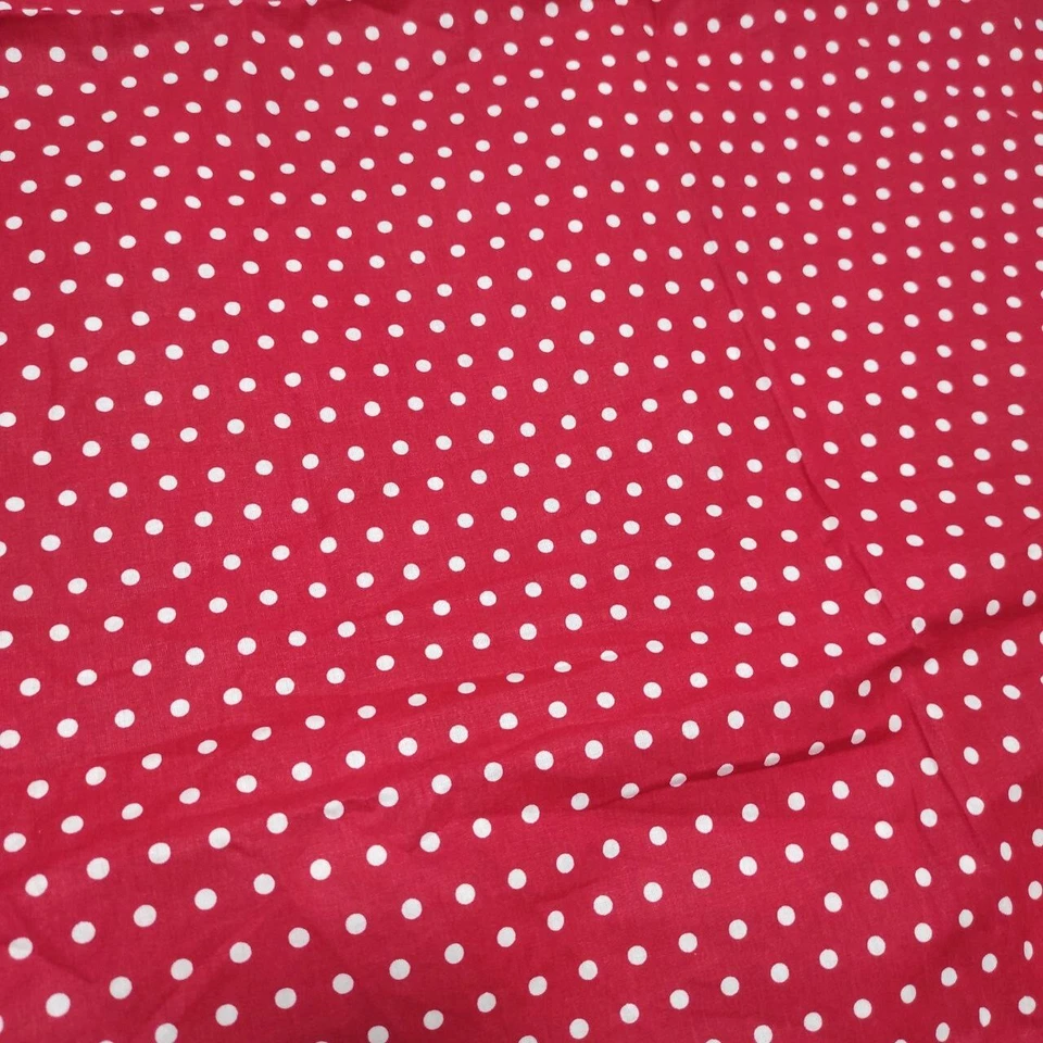 Stof fabric France 100% cotton Polka dot white red quilting fabric W 63" - Image 1 of 4