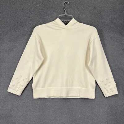 Zara Sweater Girls 10 cream pearl bedded Knit Wear Fancy Collection Hooded - Image 1 of 4