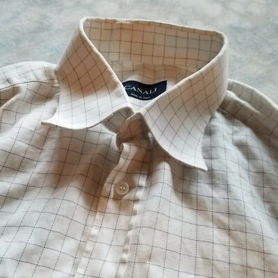Canali 41/16 31.5 Graph Plaid Button Down Men's Shirt Italy - Image 1 of 4