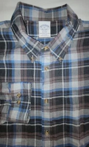 Camisa BROOKS BROTHERS REGENT Gris/Marrón/Azul Abotonada AJUSTE CEÑIDO XL 17 1/2 x 37 - Imagen 1 de 4