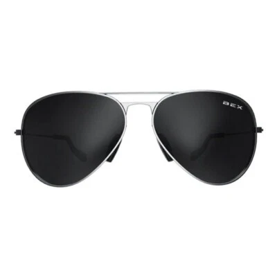 Óculos de sol aviador unissex BEX WESLEY armação prata lentes cinza polarizadas NOVO - Imagem 1 de 4