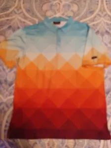 Yatta Golf Polo Shirt Mens XL Blue Orange Red Patterned Short Sleeve NWT - Picture 1 of 4
