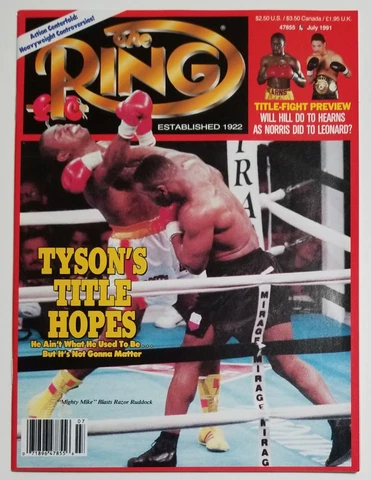MIKE TYSON 1991 The Ring Magazine July Cover Boxing color poster inside RUDDOCK Cover