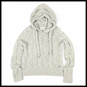 Suéter con Capucha Abercrombie & Fitch Tejido con Cable Gris Marl Fisherman Y2K Para Mujer XS - Imagen 1 de 7