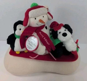 Hallmark 2007 Musical Snowman Jingle Pals Snow What Fun Sledders Penguin Dog - Picture 1 of 9