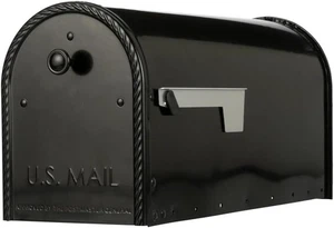 Gibraltar Mailboxes EM160B00 Edwards Rural Mail box, Large, Black Steal, Iron - Picture 1 of 7