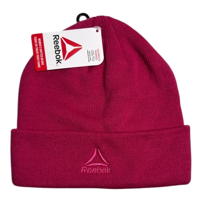 Gorro de invierno Reebok para mujer con logotipo de punto plano rosa Foto 1 de 3
