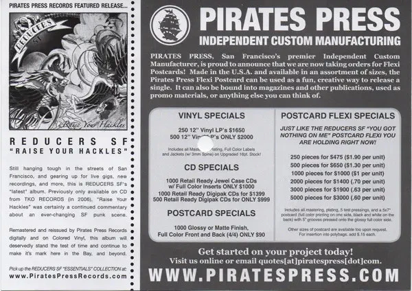 Reducers S.F. You Got Nothing On Me FLEXI-DISC Vinyl Single 7inch Pirates Pr - Bild 1 von 1