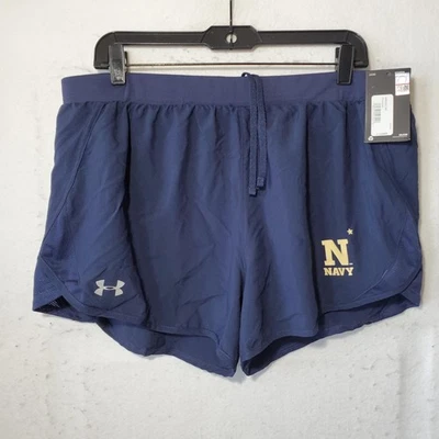 Navy Midshipmen Shorts Womens XL Blue Under Armour HeatGear NCAA Running Gym - Image 1 of 4