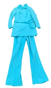 Vintage Mod 60s 70s Women's Pant Suit Flare Bottoms Light Blue READ - Picture 1 of 20