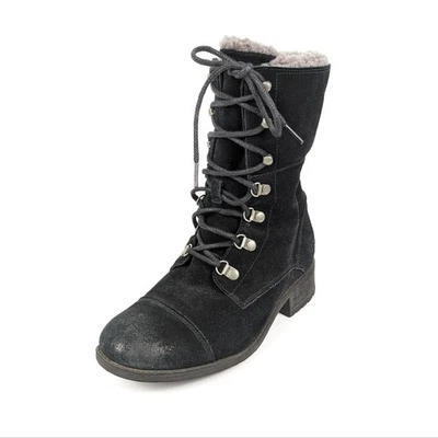 Zapatos de mujer Ugg Gradin Combat negros gamuza gris piel de oveja forro bota talla 6,5 Foto 1 de 4