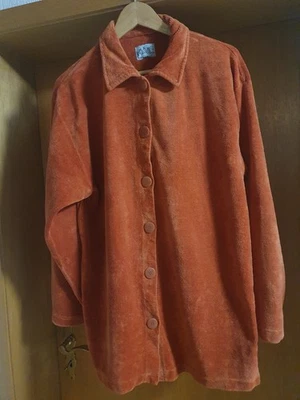 Größe L: Blusen-Jacke rost-orange bzw kürbis, leichte Cord-Optik, schön, günstig - Bild 1 von 4