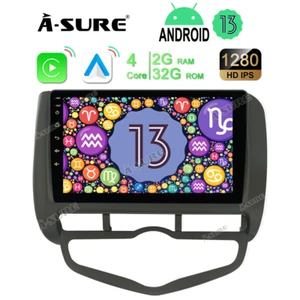 2+32GB 9'' Android 13 Car Stereo Sat Nav W/ Auto AC For Honda Fit Jazz 2001-2008 - Picture 1 of 11
