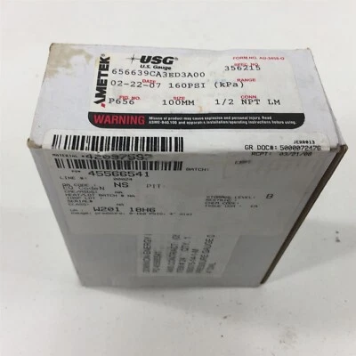 Ametek USG 656639CA3ED3A00 Pressure Gauge 0-160PSI 1/2" NPT LM 100mm 356215 - Image 1 of 4