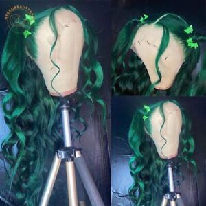 Green Dark Green Curly 13X4 Lace Front Human Hair Wigs Remy Lace Closure Wigs