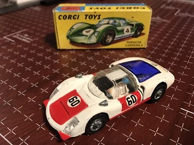 Corgi Juniors Porsche Carrera 6 White number 60 Vintage W/ Repro Box Nice - Image 1 of 4