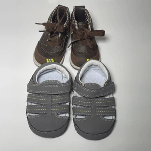 2 pair of shoes first walker and one pair of Robeez Fisherman Sandals - Gray 18- - Picture 1 of 12