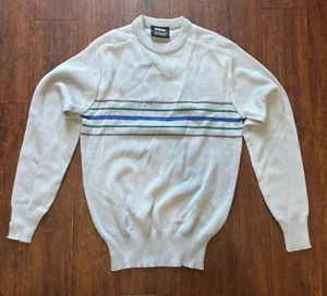 OSSI Skiwear Sweater Mens Medium Gray With Blue Green And Turquoise Stripes - Picture 1 of 2