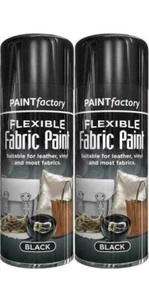 2 x 200ml Black Flexible Fabric Spray Paint Leather Vinyl Clothes Fast Drying. - Picture 1 of 1