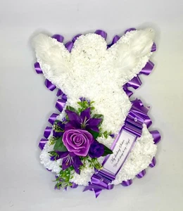 ANGEL SHAPED FUNERAL TRIBUTE - ARTIFICIAL FLOWERS - ANY COLOURS - PERSONALISED - Picture 1 of 9
