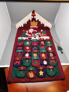 Snowman & Santa Christmas Countdown Wall Advent Hanging Calendar Cloth Pockets - Picture 1 of 11