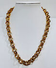 Vintage Gold Tone Chunky Hammered Circle Link Necklace 19”