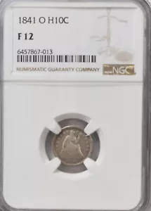 1841 O H10c Sitzende Freiheit Silber Half Dime New Orleans NGC F12 5c - Bild 1 von 2