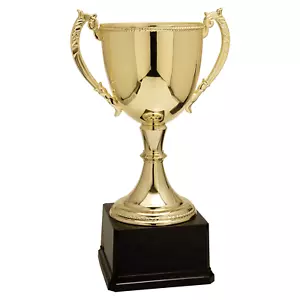 Gold 11 Zoll fertige Zink Metall Pokal Trophäe auf solider Basis - Bild 1 von 1