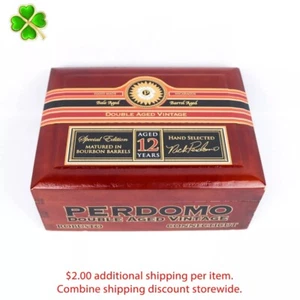 Perdomo Robusto Connecticut Scatola vuota per sigari in legno doppia età 8" x 6" x 3,25" - Foto 1 di 12