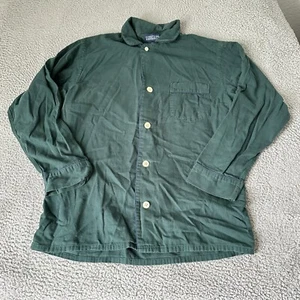 Vintage Lands End Shirt Adult Large Green Mens Cotton Pajama Made in USA 90s - Picture 1 of 13