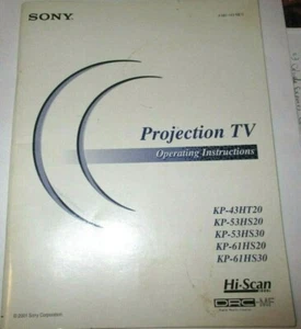 Sony Projection TV Television Manual Operating Instructions KP-53HS30 & Others - Picture 1 of 4