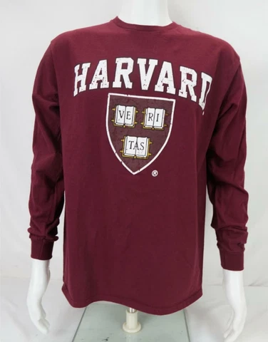Delta Harvard Crimson Veritas Long Sleeve T-Shirt Maroon/White Men's Large Cover