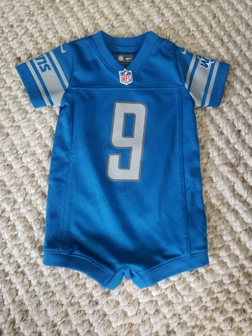 Nike Blue Matthew Stafford Detroit Lions #9 Football Jersey Baby 0/3 Months Cover