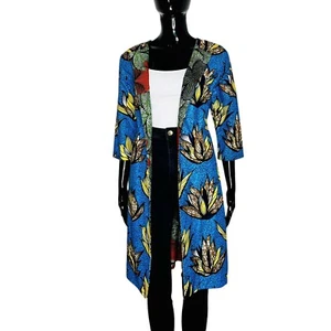 Reversible/ Two Sided Women African Print Multicolor Long Blazer - Picture 1 of 9