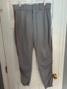 Wilson Men's Gray Adult L Baseball Pants with Red Piping - Picture 1 of 5